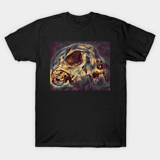 Dark Trippy Skull Drawing T-Shirt by slippyhippy